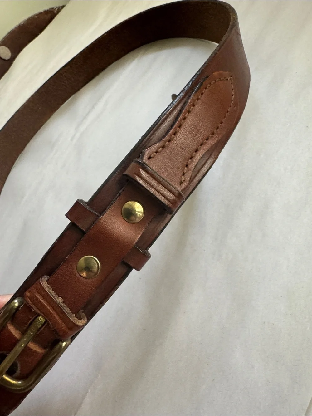 VTG The J. Peterman Company Brown Leather Belt Mens 40 Brass buckle Western